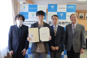 【受賞】本校専攻科生が日本機械学会北陸信越支部賞 学生賞（学生会貢献の部）を受賞しました。